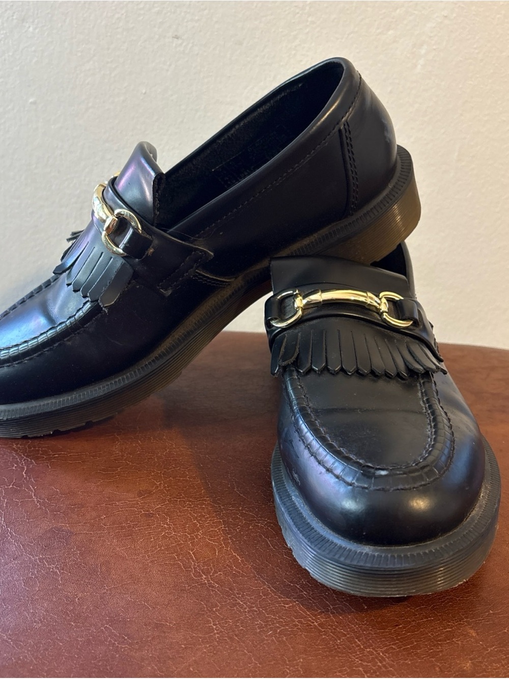 Doc Martens Adrian black Leather Tassel Loafers with horse-bit buckle Men’s US 8